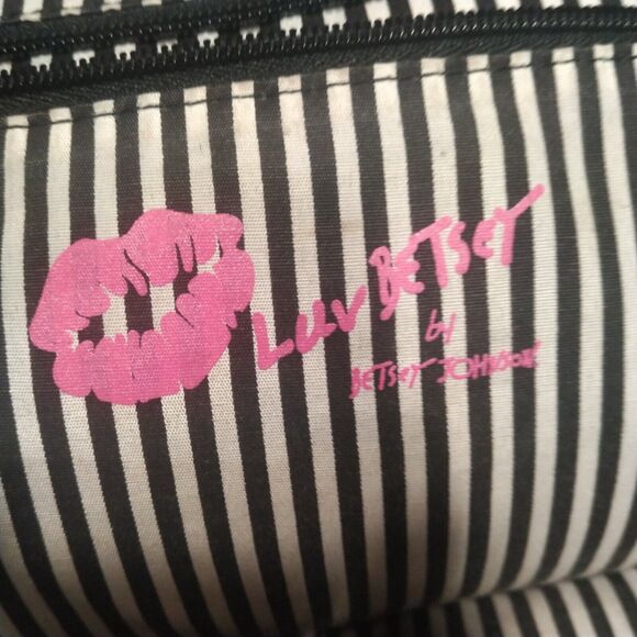 Luv Betsey Johnson Kitsch Backpack Leopard Cat Medium Bag Purse Black White - Picture 10 of 14